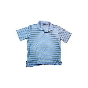 Polo Golf Ralph Lauren Mens Size Large‎ Blue Striped Short Sleeve Shirt